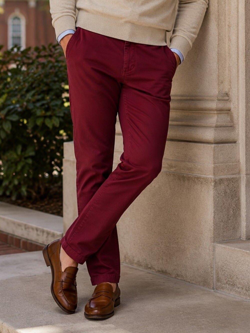 Original Penguin Men's Burgundy Chino Pants 32x32 Stretch Cotton Casual Preppy